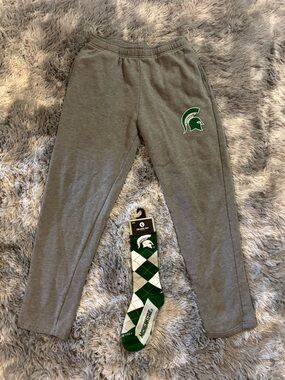 Top of the World Gray Joggers with Green Spartan Logo